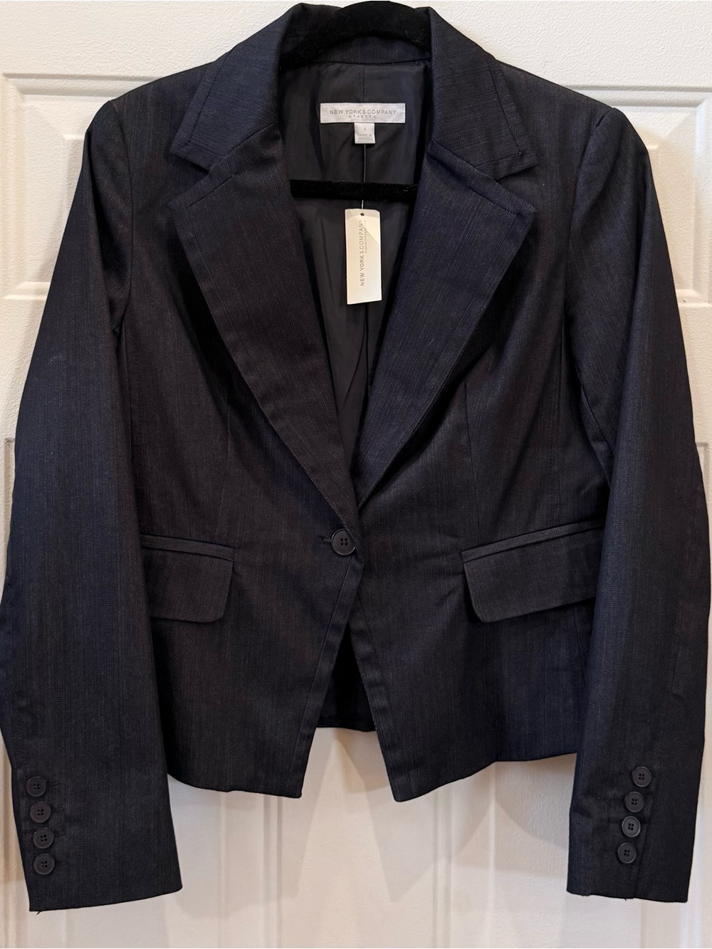 New York & Company Women's Navy Single-Button Blazer